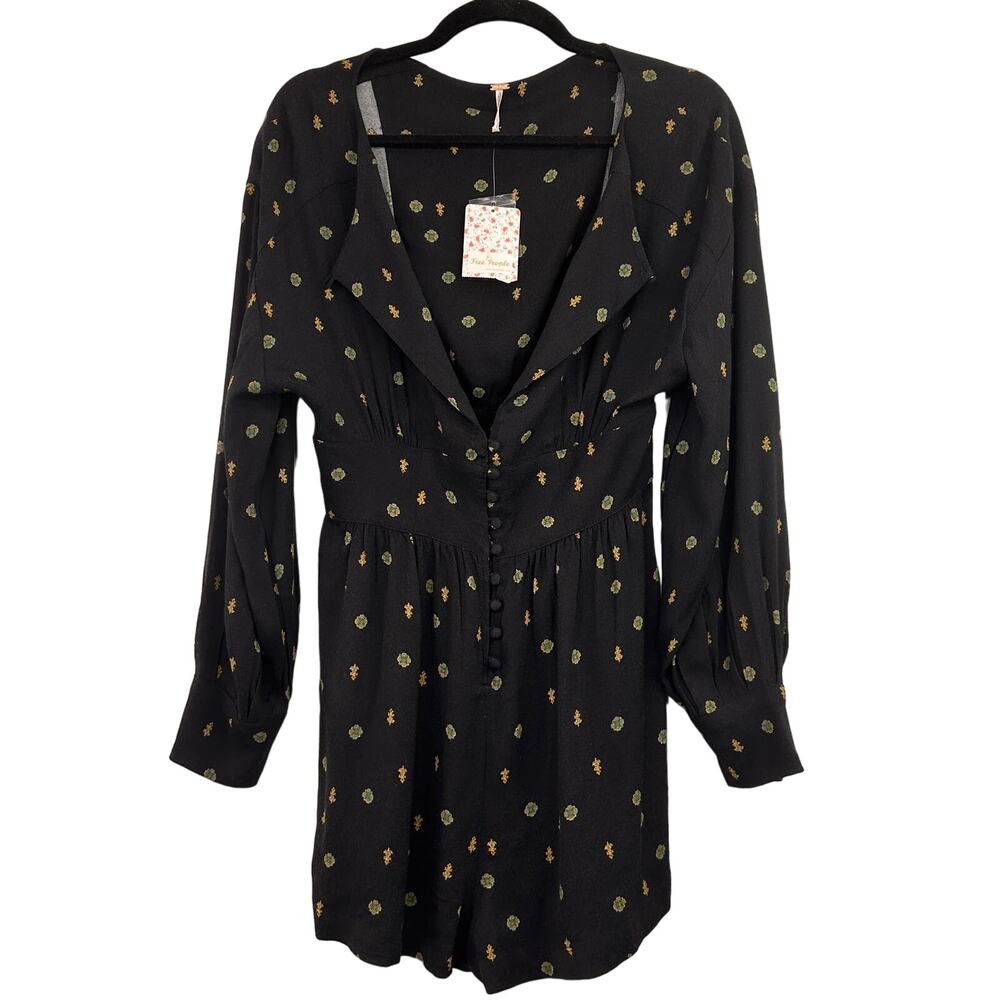 Free People Women's Love Grows Black Romper New with tags Size Small